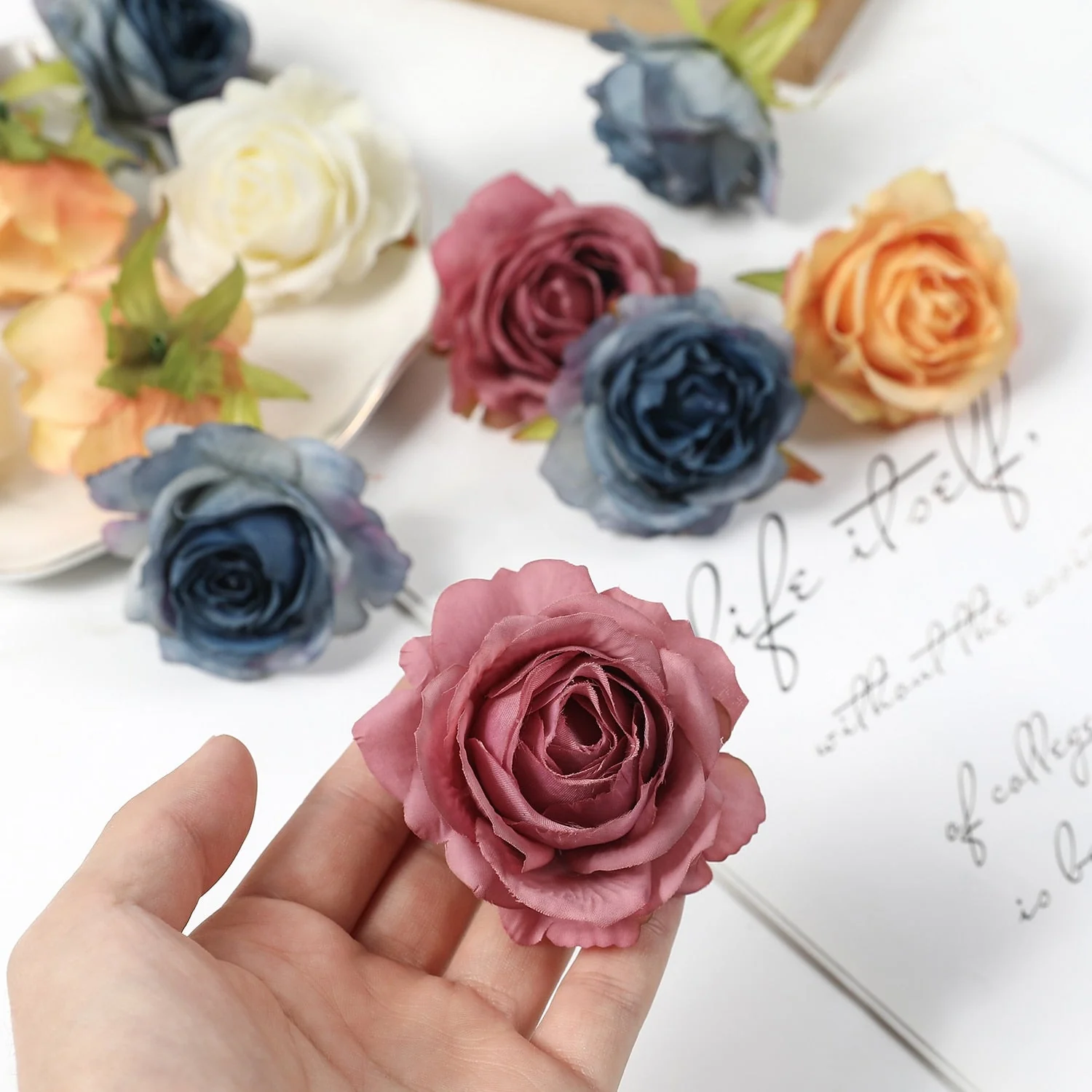 HULIANFU 2026  5PCs Rose Artificial Flowers Silk Fake Flowers For Home Room Decor Party Wedding Valentines Day Decorations DIY Crafts Accessory - Deanwangkt