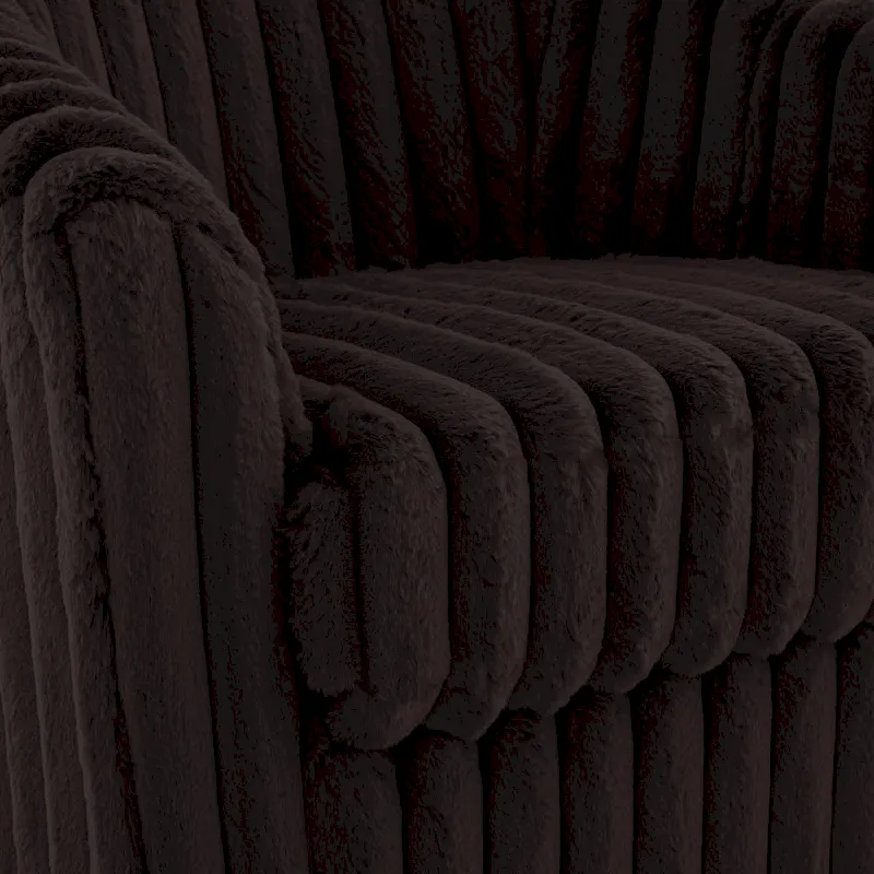 30.7W Faux Fur Upholstered Accent Chair Swivel Barrel Chair