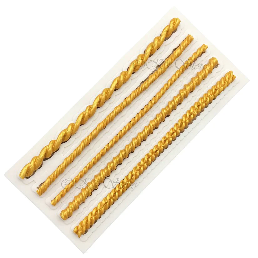 HULIANFU Pearl Rope Wave Flower Gemstone Shape Cake Side Lace Silicone Sugarcraft Mold Fondant Cake Decorating Tools - Deanwangkt