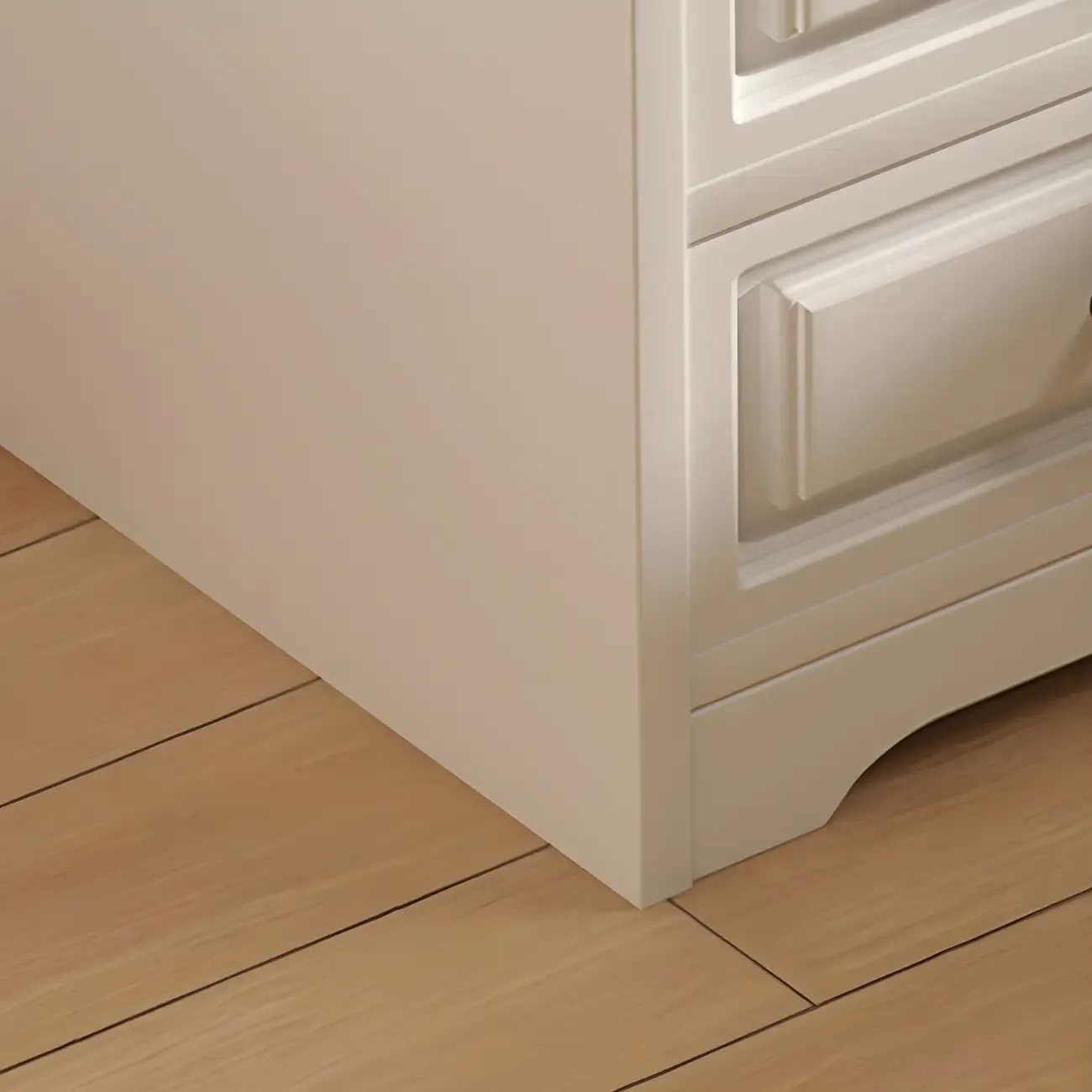 Modern White Wooden Tray Top 2-Drawer Nightstand