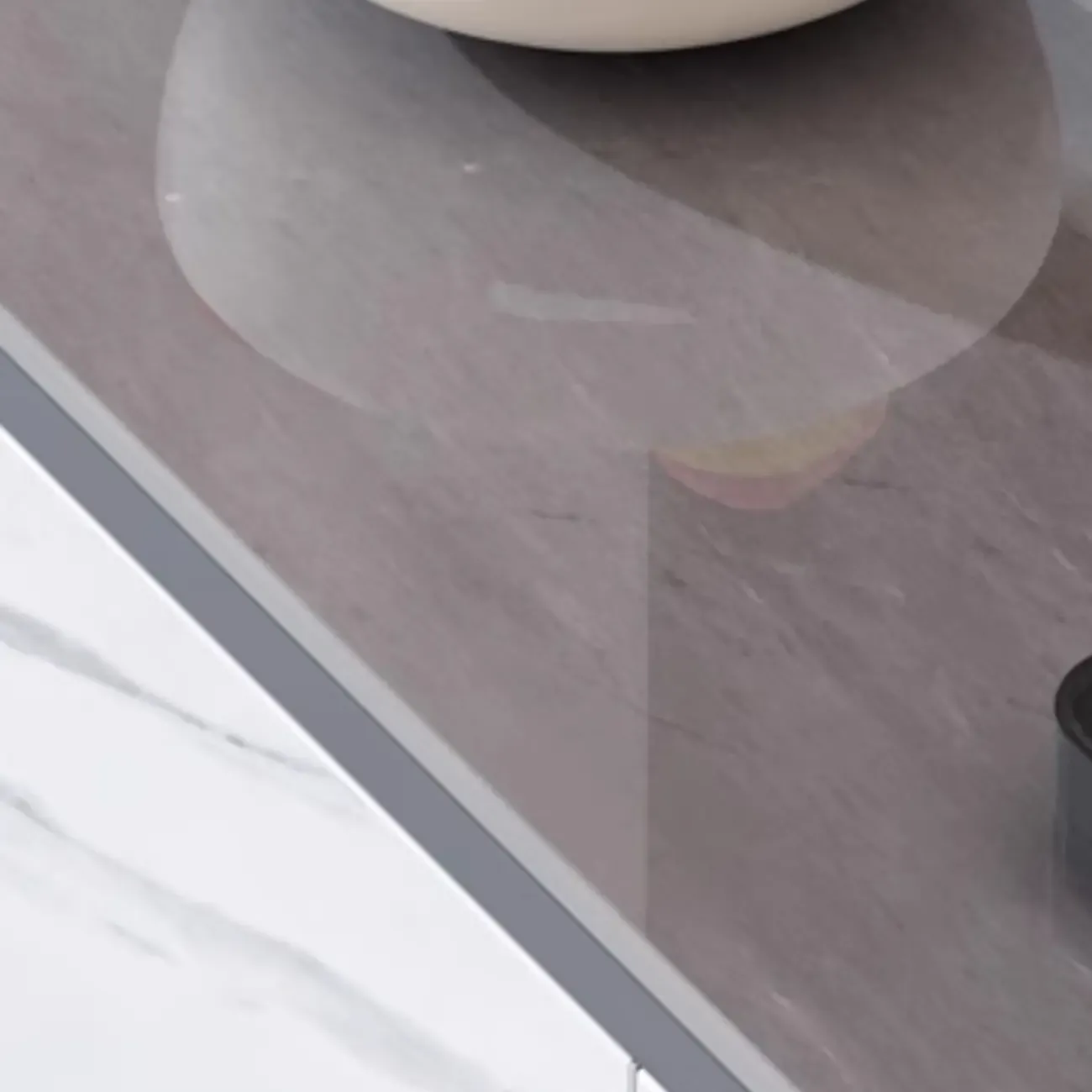 Modish Multi-Compartment Stone-Top Wood Buffet Cabinet