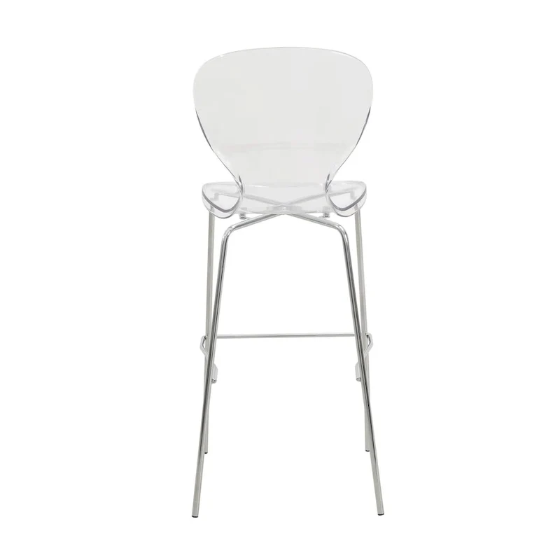 Acrylic Barstool with Steel Frame in Chrome Finish Oyster Series Set of 2