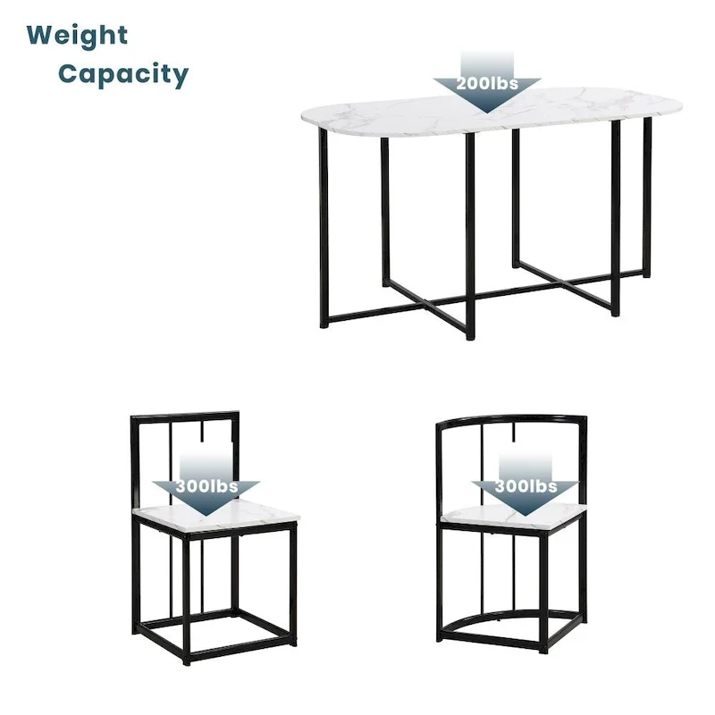 Modern 7-Piece Dining Table Set with Faux Marble Compact