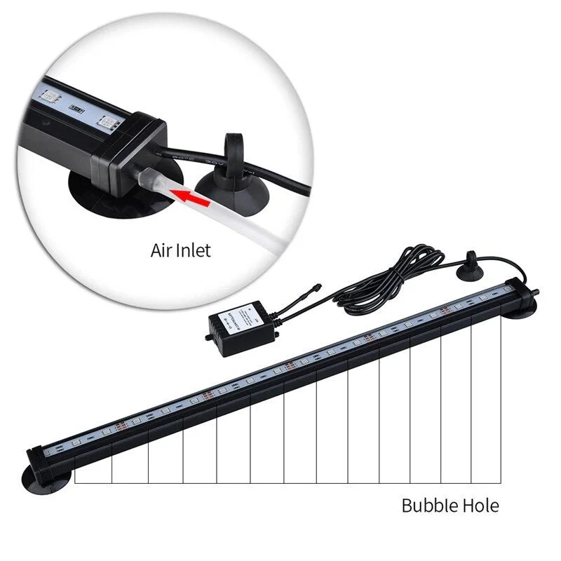 HULIANFU LED Air Bubble Light Aquarium Lamp Underwater Submersible Fish Tank Light Color Changing  Making Oxygen for Fish Tank - Deanwangkt