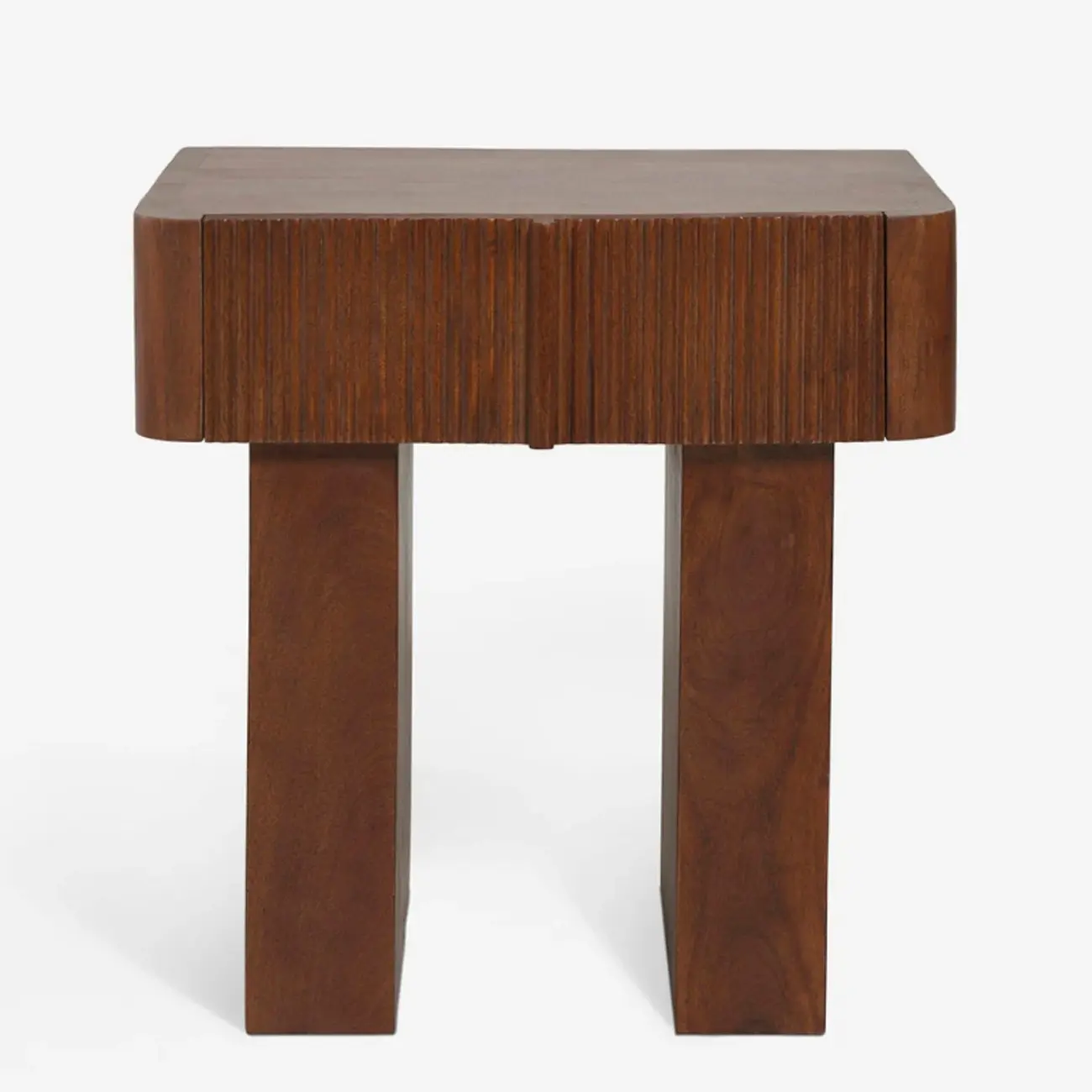 Modern Natural Wood Dual-Pedestal Drawer Nightstand