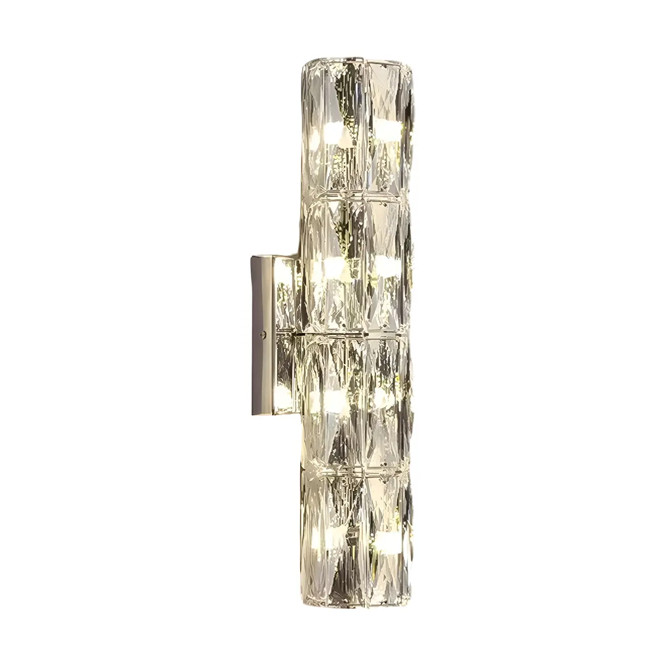 Modern 4-Light Chrome Crystal Cylinder Wall Sconce Light Fixture