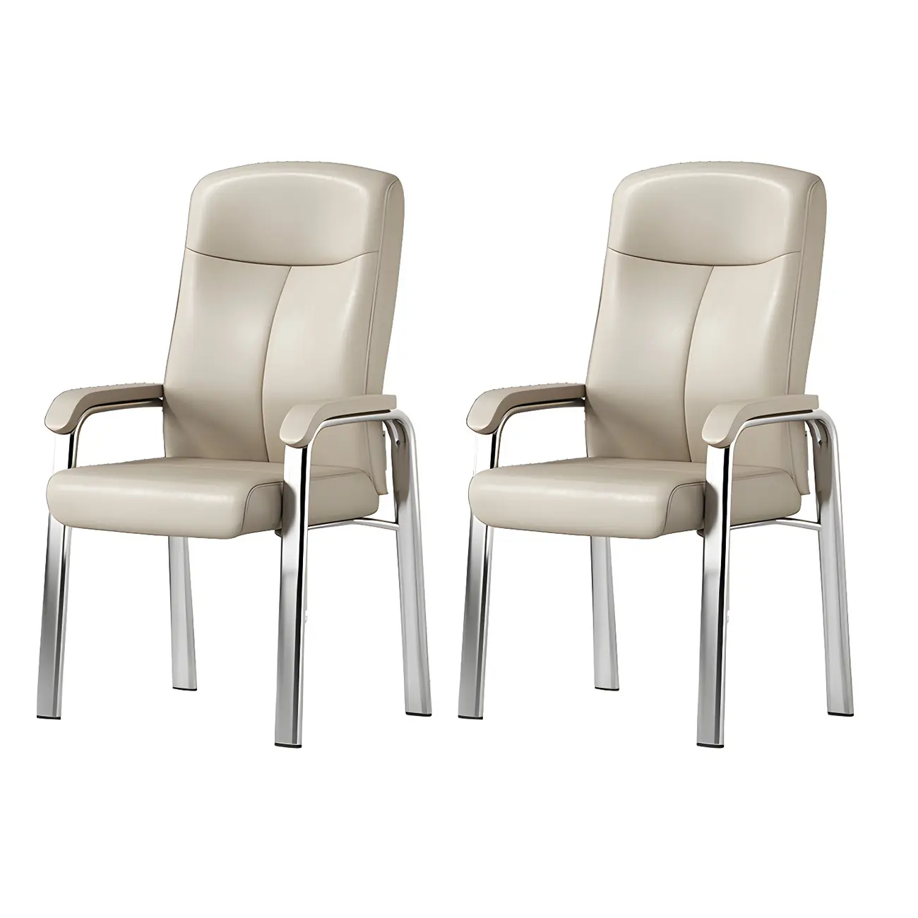 HomeyFad Modern Leather Metal 4-Leg Office Chair with Arms