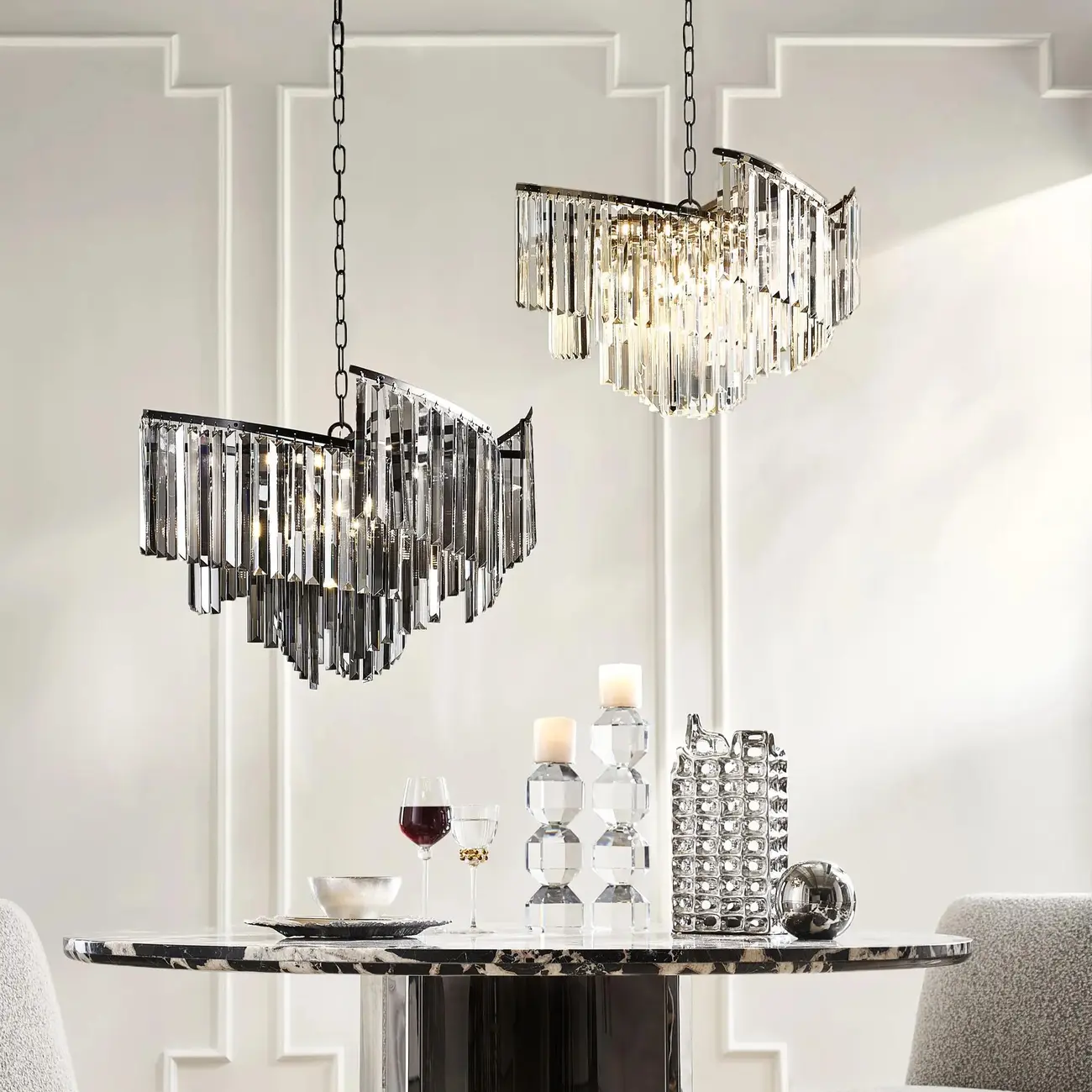 Modern Luxury Spiral-Shaped Clear Crystal Chandelier