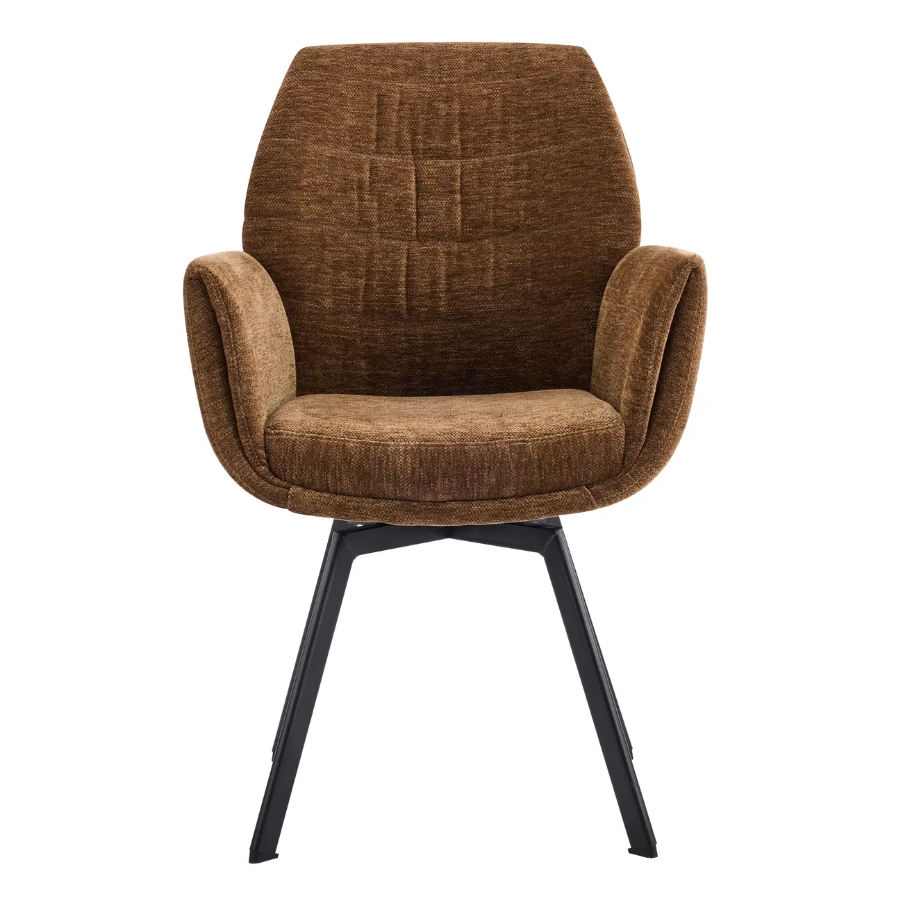 Brown Curved Back Chenille Arm Chair Dining Chairs