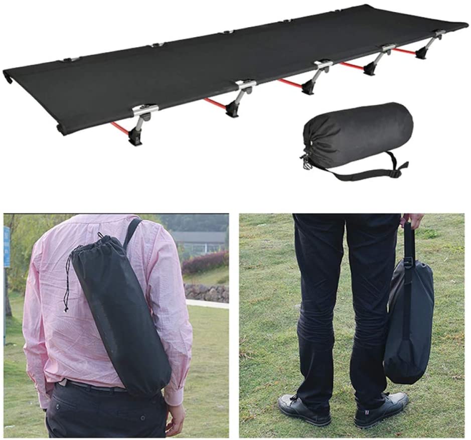 HULIANFU Portable Foldable Camping Cot Single Person Outdoor Folding Bed 330LB Bearing Weight Compact for Outdoor Picnic Camping - Deanwangkt