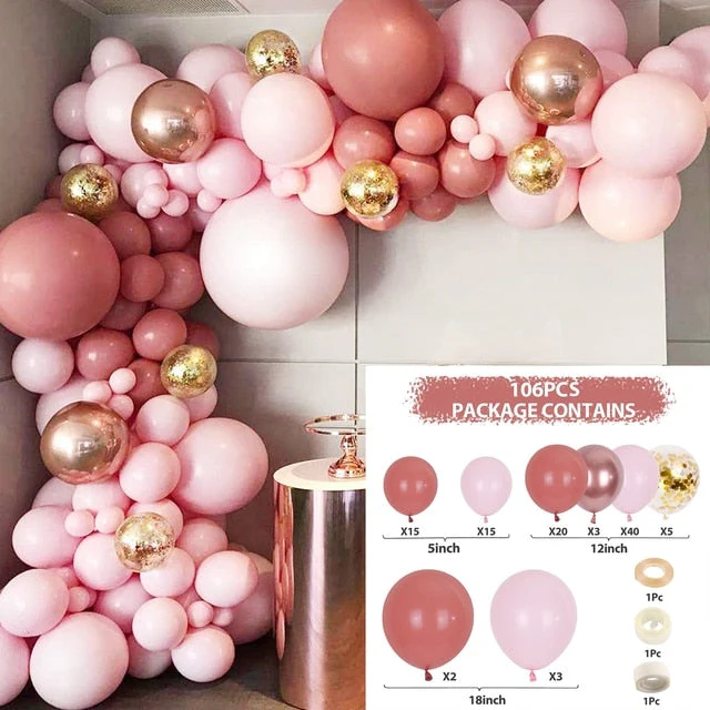 HULIANFU Macaron Pink Balloon Garland Arch Kit Wedding Birthday Party Decoration Kids Globos Rose Gold Confetti Latex Ballon Baby Shower - Deanwangkt