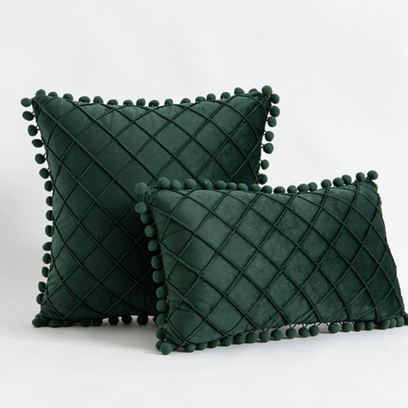 HULIANFU Inyahome Nordic Retro Ear Pillow Living Room Sofa Solid Color Tassel Cushion Without Core Bed Big Pillow Waist Back Office Chair - Deanwangkt