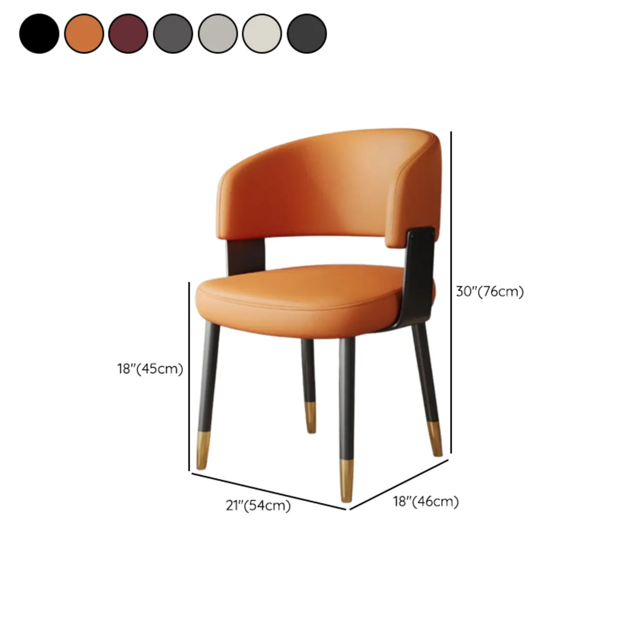 Modern Glam Leather Upholstered Dining Chair