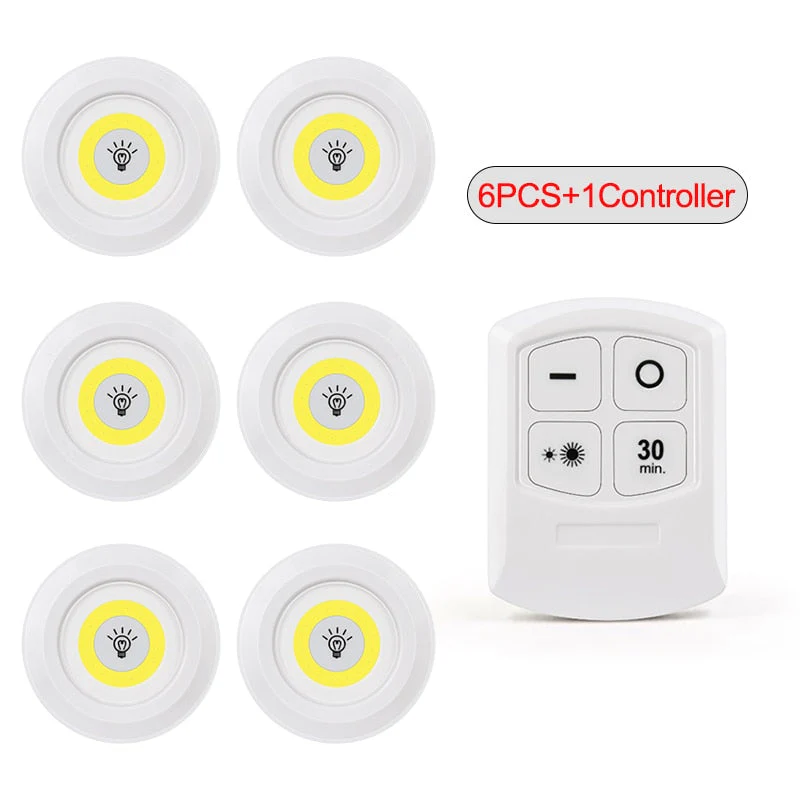 HULIANFU LED Light COB Under Cabinet Light Night Light Wireless Remote Control Dimmable Wardrobe Lamp 3W Super Bright Closet Lighting - Deanwangkt