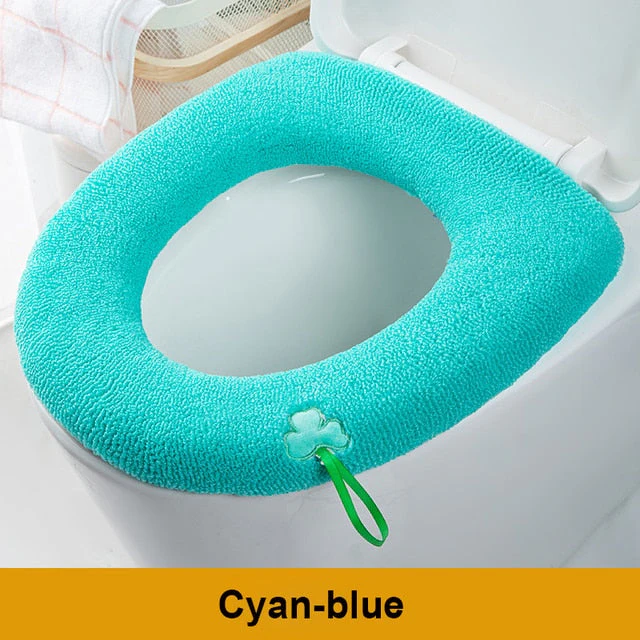 HULIANFU Winter Warm Toilet Seat Cover Closestool Mat 1Pcs Washable Bathroom Accessories Knitting Pure Color Soft O-shape Pad Bidet Cover - Deanwangkt