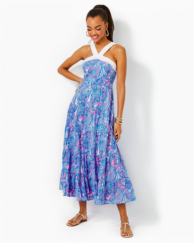 Jenette Cotton Halter Maxi Dress