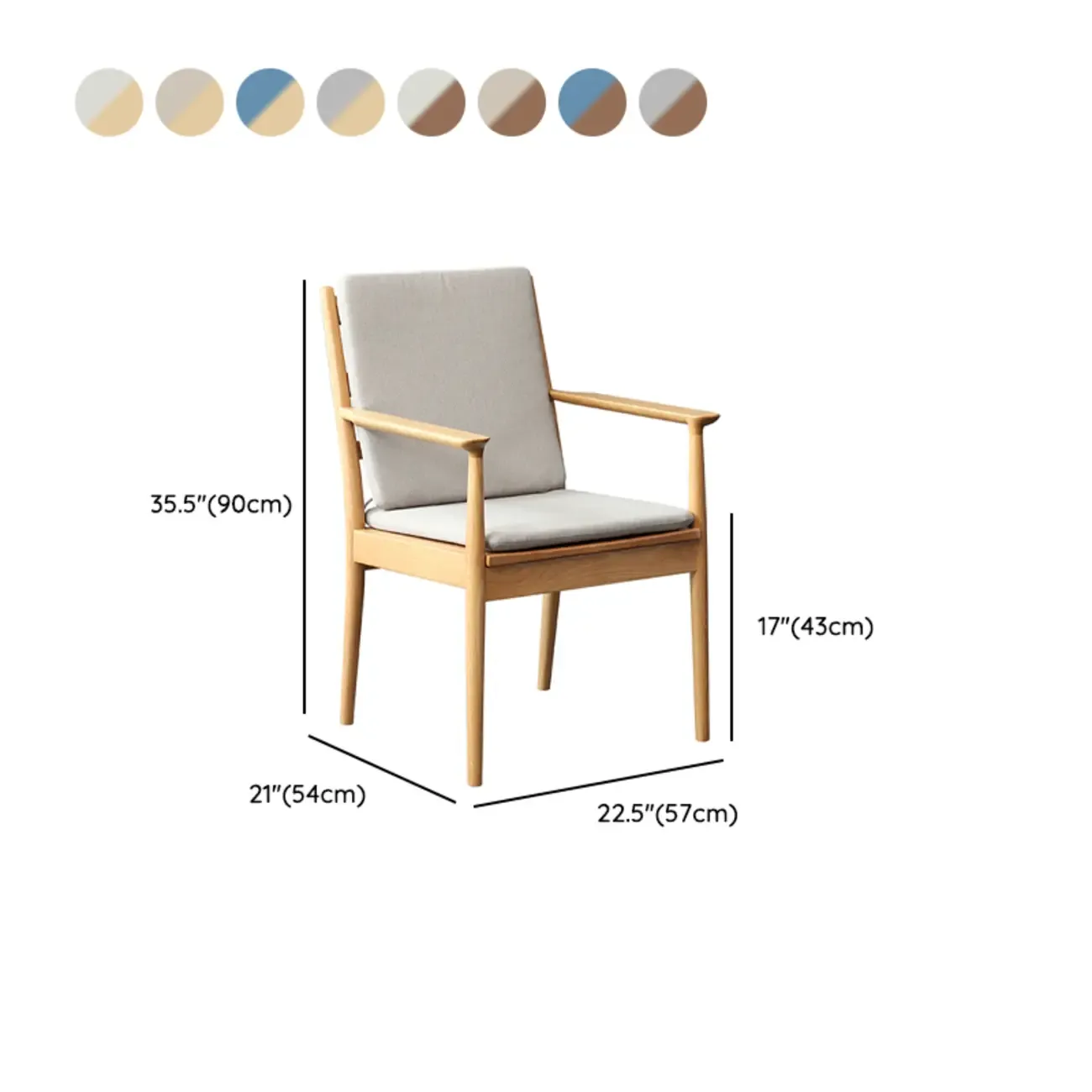Scandinavian Upholstered Arm Wooden Dining Chair