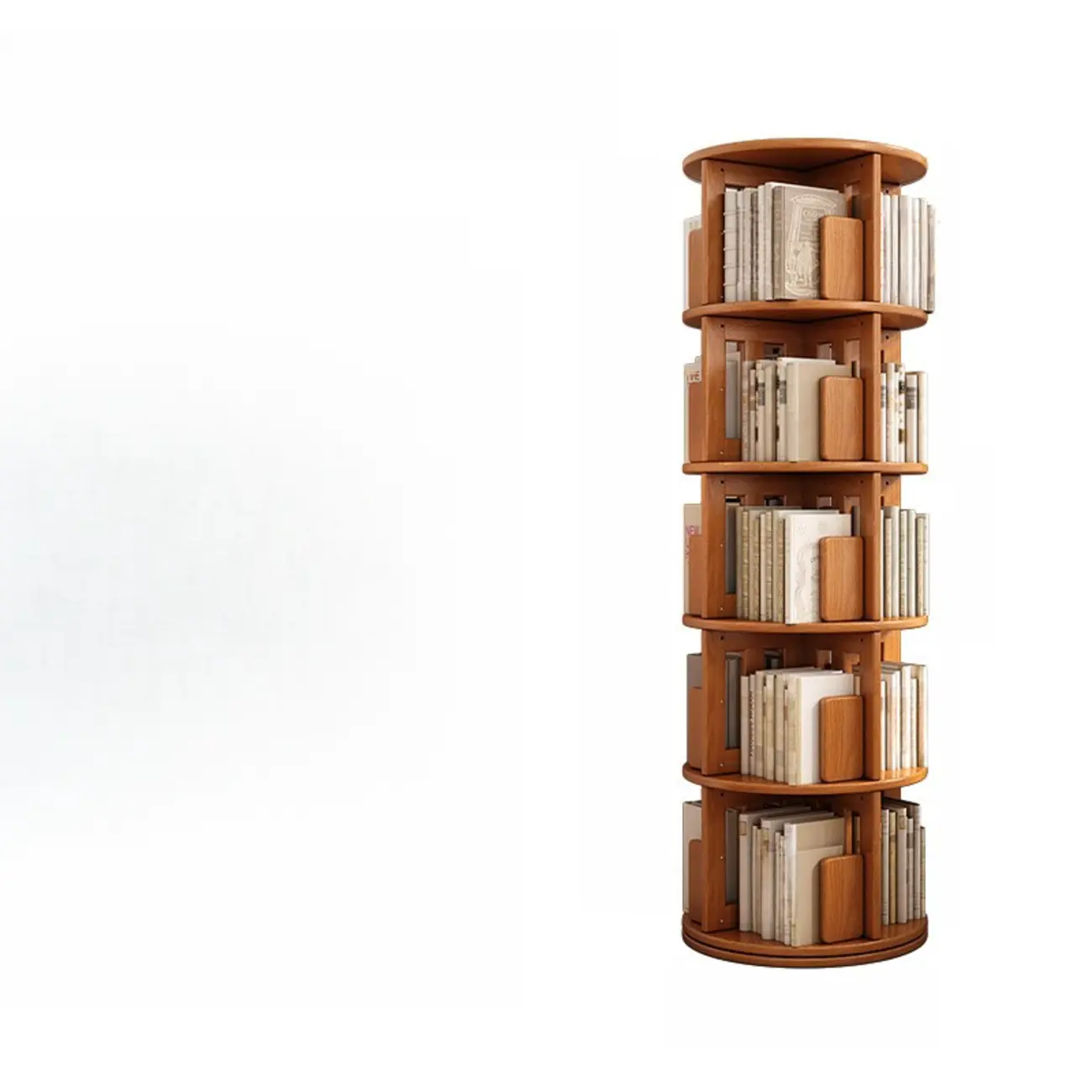 Rotating Vertical Modern Wood Corner Bookcase