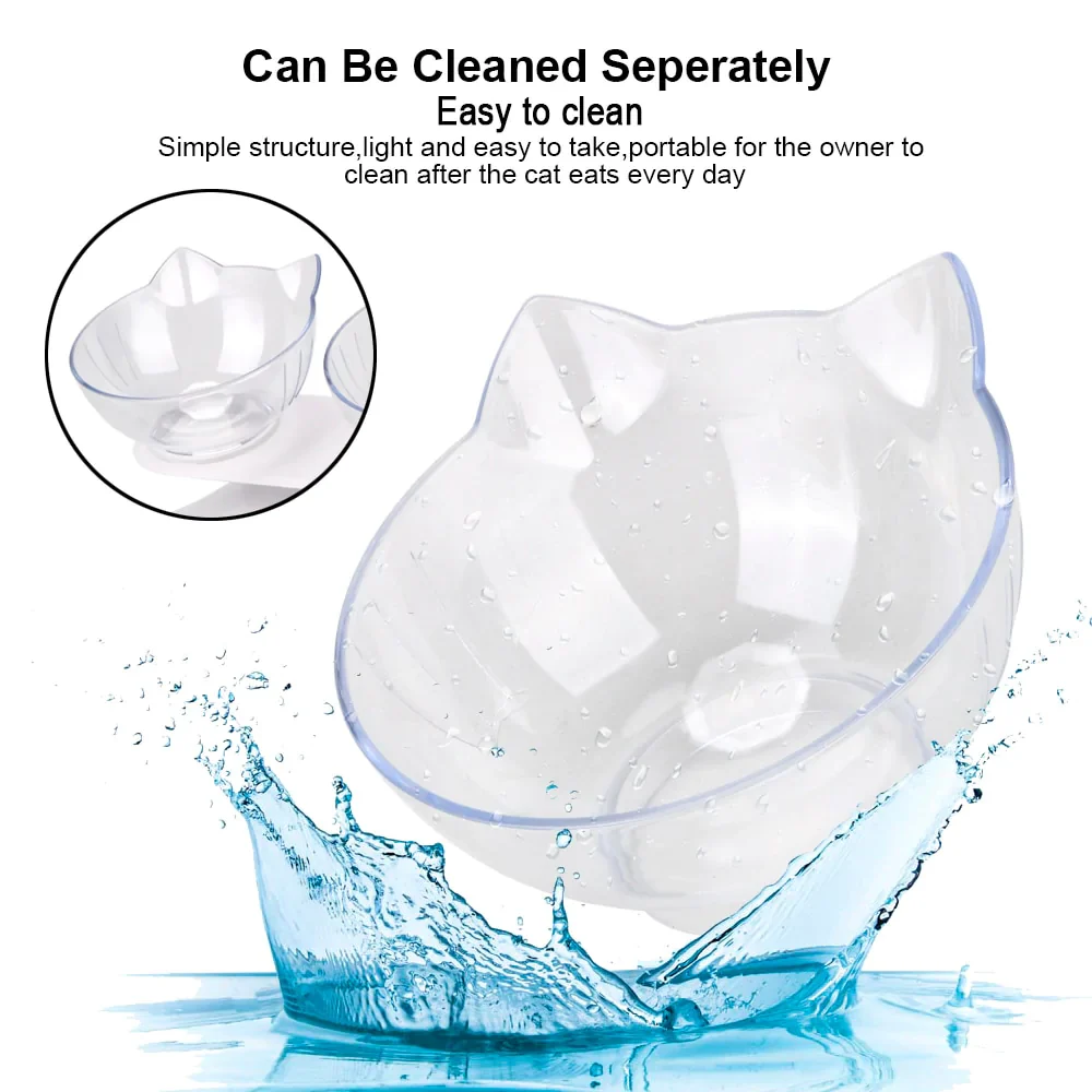 HULIANFU Non-Slip Pet Bowls For Cats Food Cat Water Bowl Double Cat Bowl Dog Bowl Pet Feeding Cat Dogs Feeder Protection Cervical - Deanwangkt