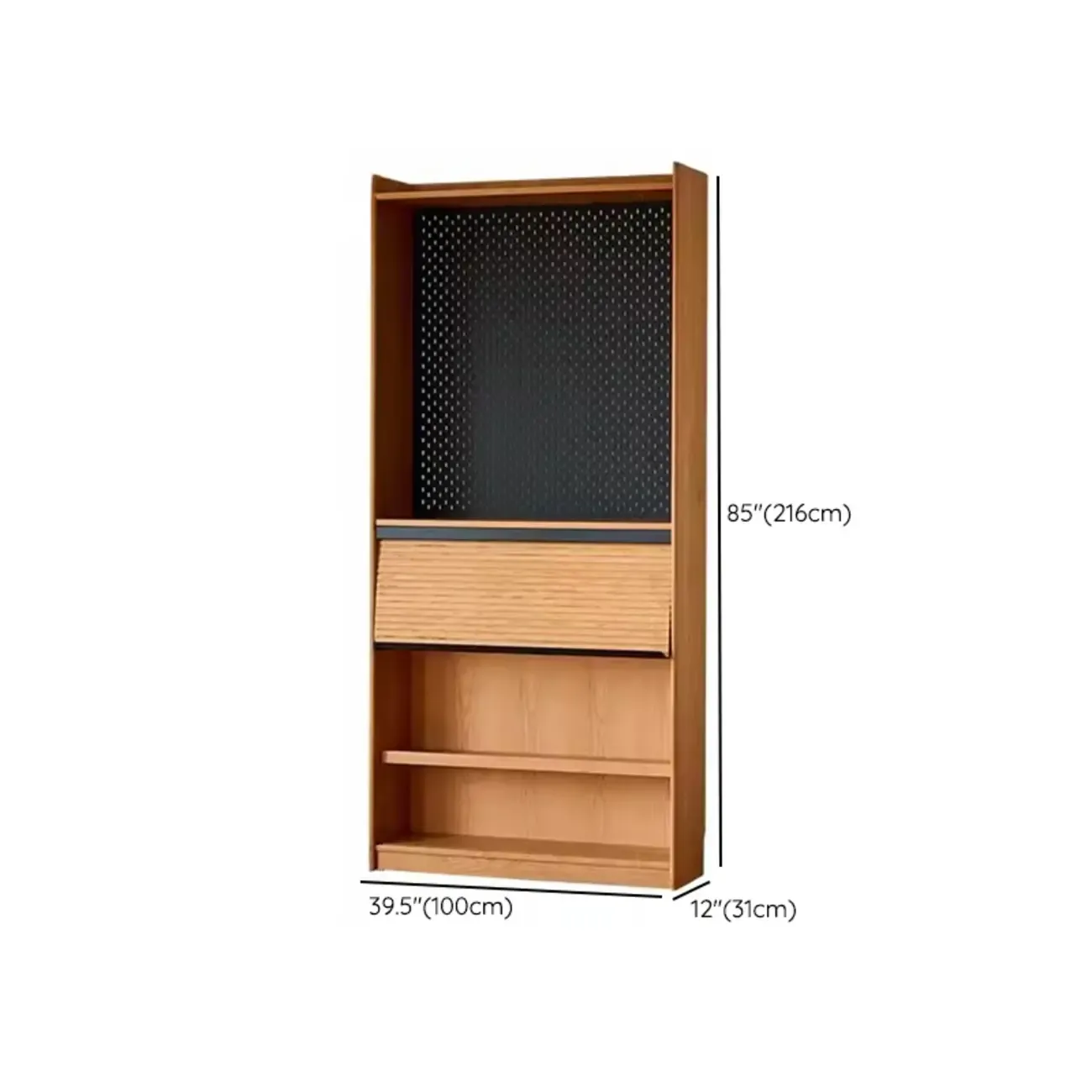 Adjustable Solid Wood Brown Display Cabinet with Light