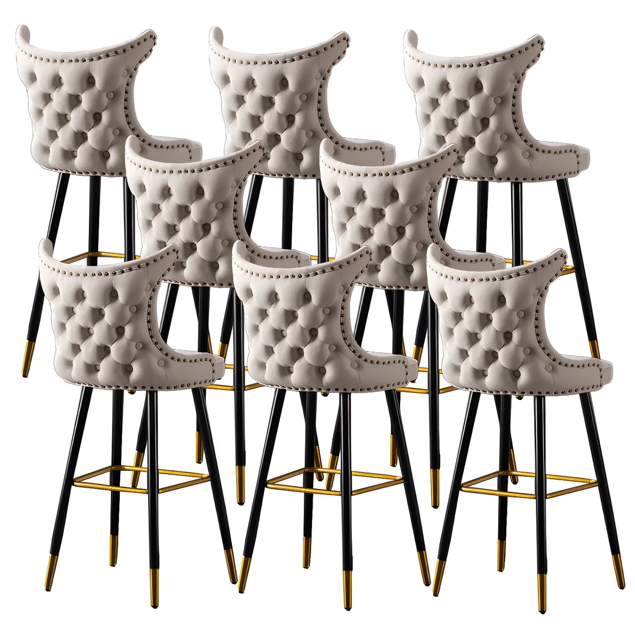 Velvet Upholstered Wingback Counter Height Bar Stools
