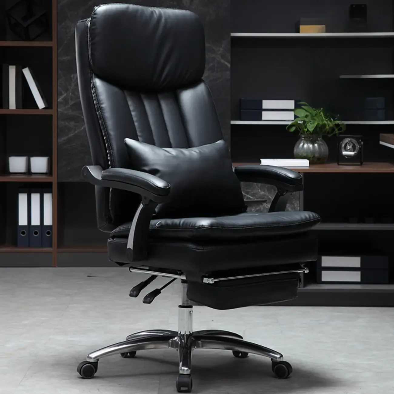 Stylish Brown Leather Reclining Executive Office Chair