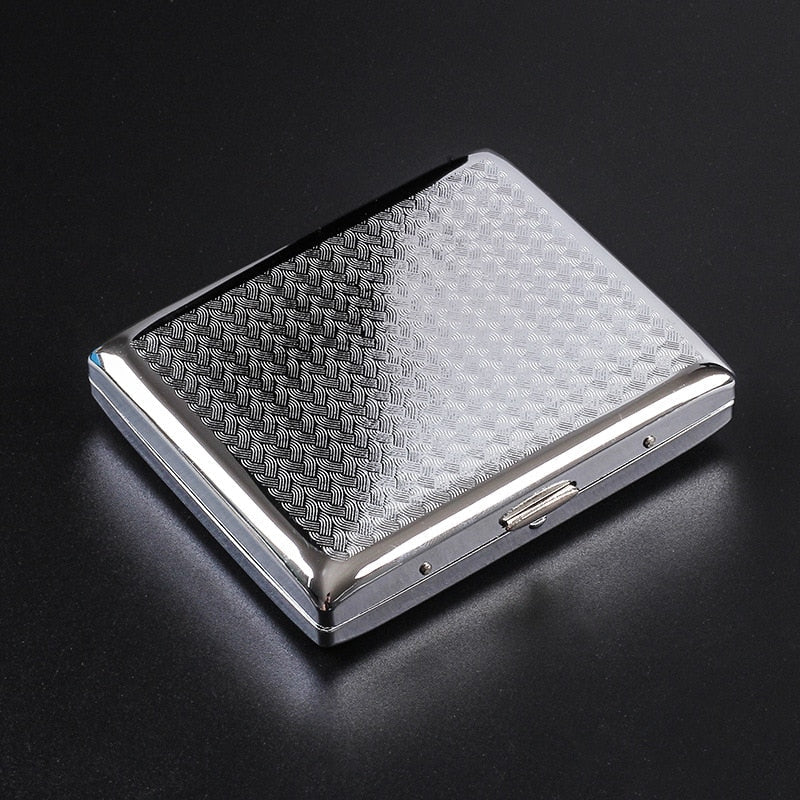 HULIANFU Silver Portable Metal Cigarette Case for Thick Cigarettes Flip Open Traveling Cigarette Container Box Holder Outdoor Smoking1PC - Deanwangkt