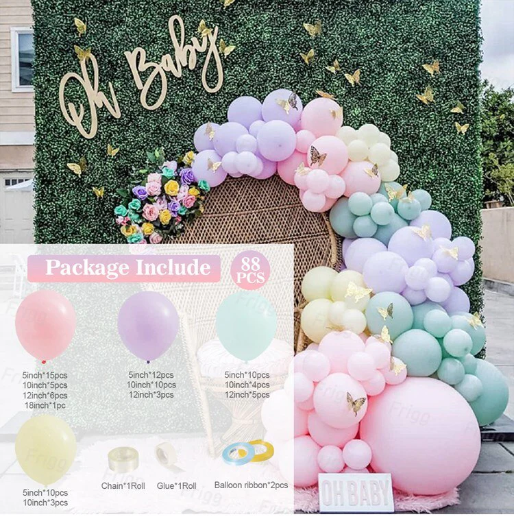 HULIANFU QIFU Macaron Balloons Garland Latex Ballons Arch Happy Birthday Party Decor Kids Adult Wedding Baloon Chain Baby Shower Balon - Deanwangkt