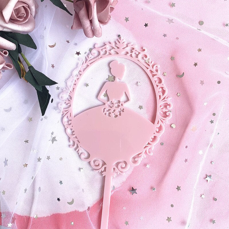 HULIANFU Wedding Cake Topper Acrylic Bride to be Cake Decorations Mariage Anniversary Birthday Party Baking Dessert Cake Top Flag Cupcake - Deanwangkt