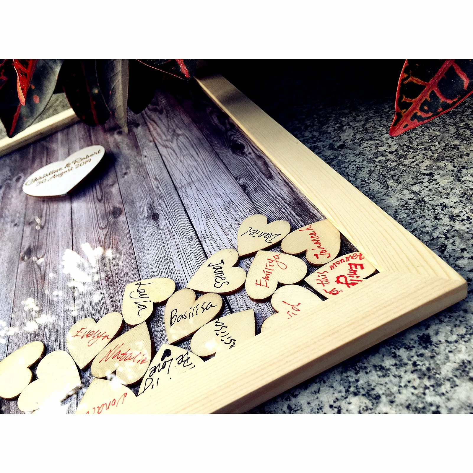HULIANFU Wedding Guest Book Personalized Wedding Decoration Rustic Sweet Wedding Guestbook 120pcs Small Wood Hearts - Deanwangkt