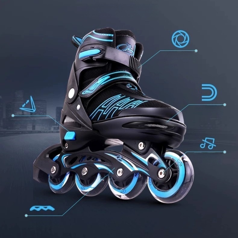 Adjustable Kids Inline Skates, Blue-Black