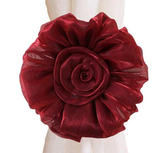 HULIANFU Modern Room Buckle Holder Magnetic Curtain Tieback Flower Strap Window Flower Curtain Tieback Clip-on Rose Tie Holder Decor - Deanwangkt