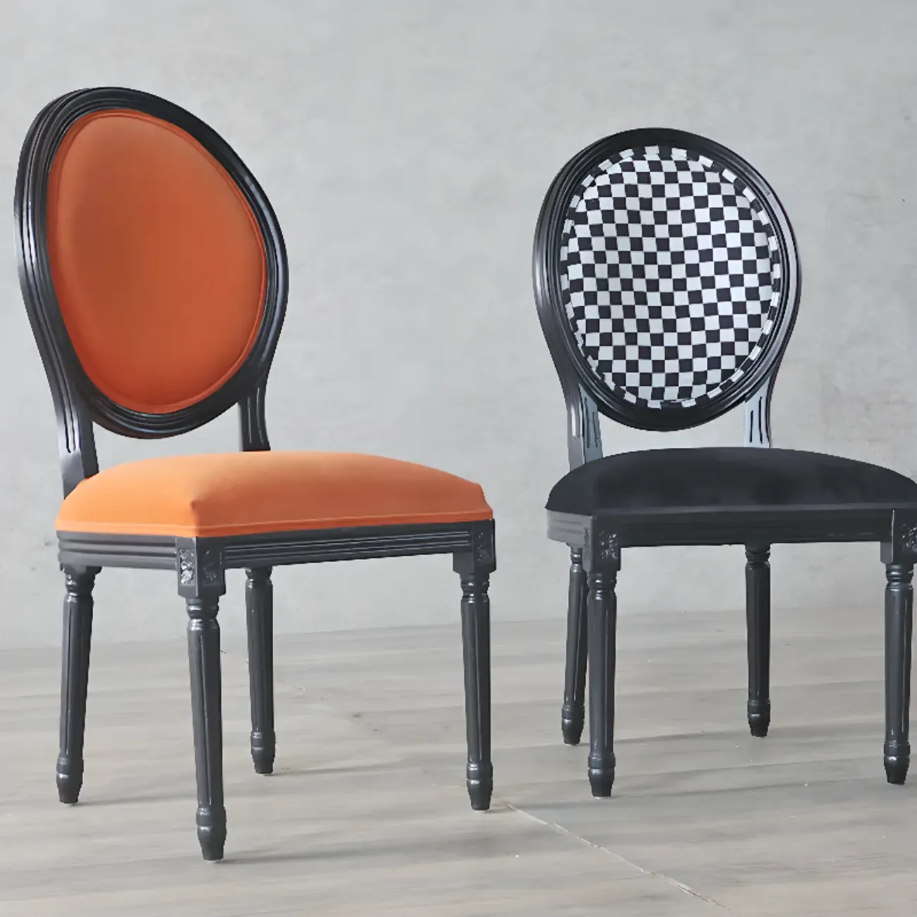 Vintage Dining Chair Faux Leather Upholstery with Back