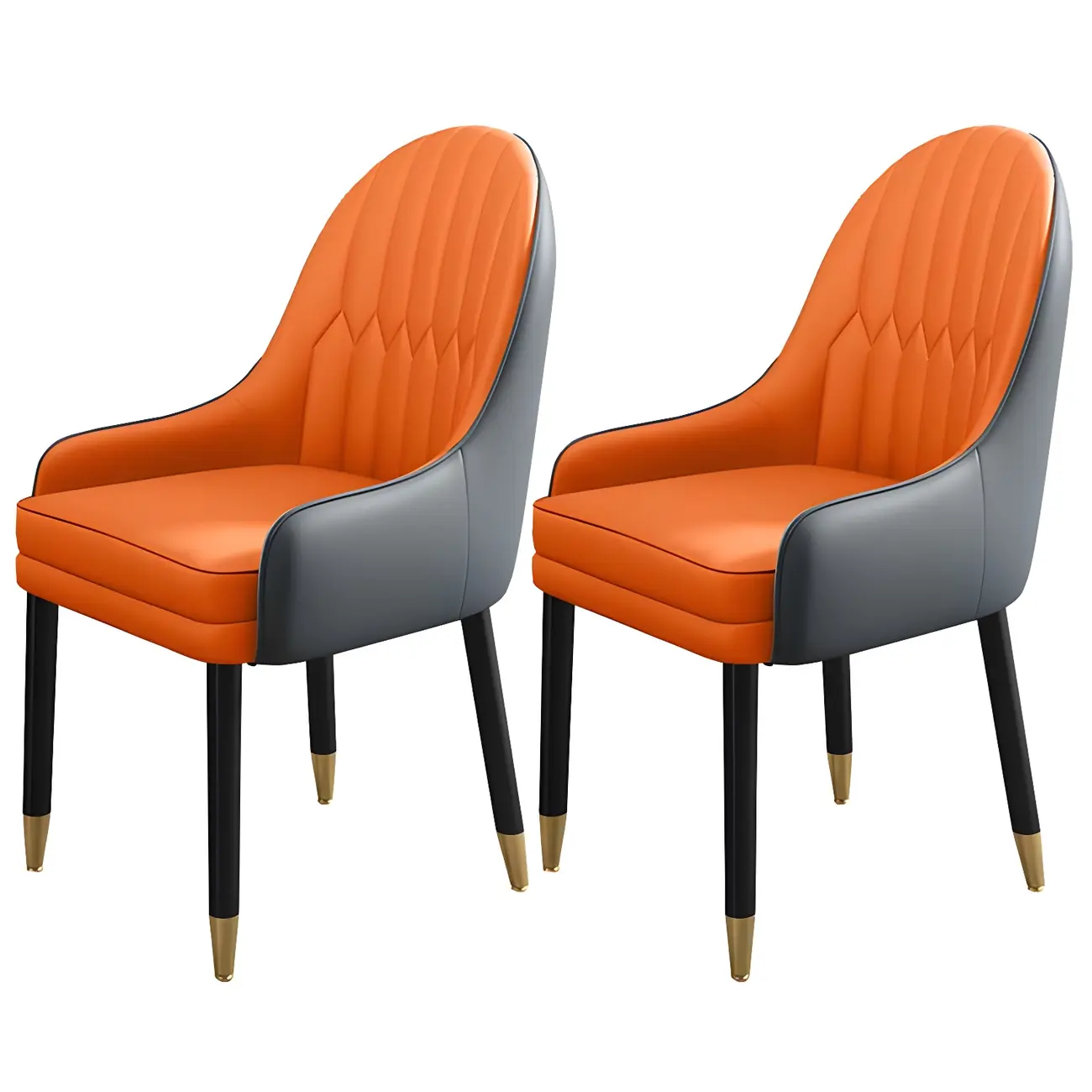 Modern Leather Upholstered Dining Chair with Arms