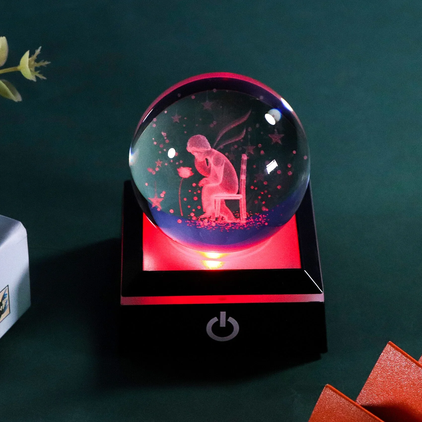HULIANFU New 80mm K9 Crystal Solar System Planet Globe 3D Laser Engraved Sun System Ball with Touch Switch LED Light Base Astronomy Gifts - Deanwangkt