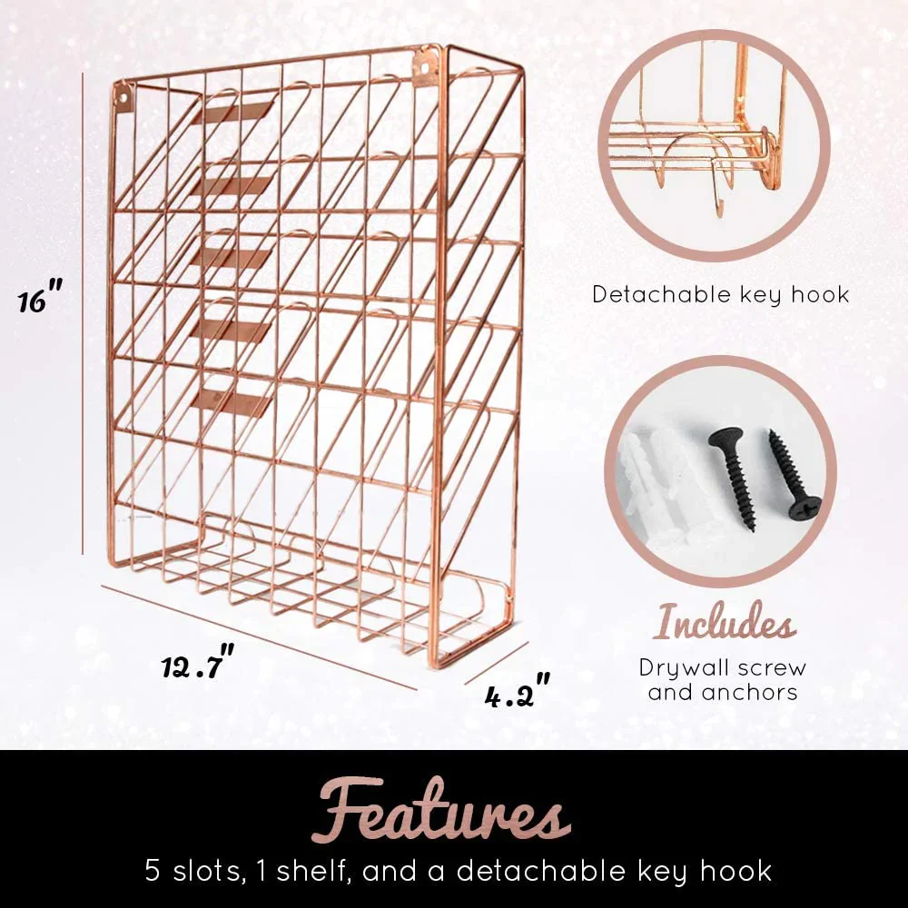 HULIANFU Nordic Rose Gold Wall Magazine Rack Bookshelf Hanging Bookend Decor Furniture For Home Desktop Children Bookcases Book Cabinet - Deanwangkt