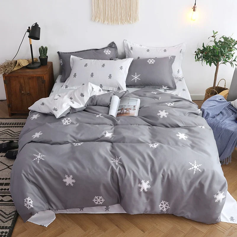 HULIANFU Nordic Duvet Cover Set Leaf Striped Star Bedding Set Single Double Queen King Size240x220 Simple Polyester Quilt Cover Bed Sheet - Deanwangkt