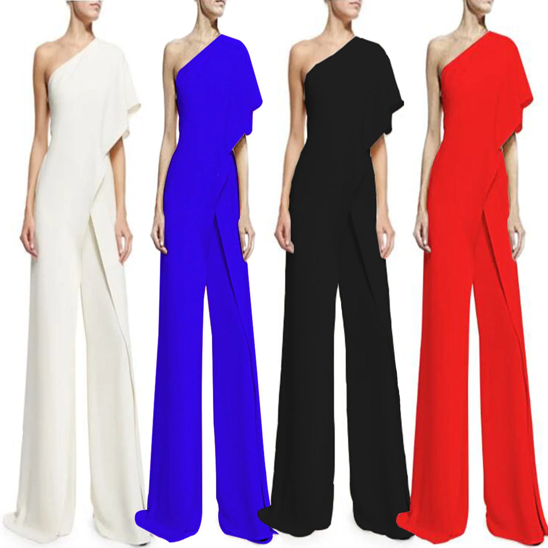 Hulianfu Sexy Ruffles Asymmetrical Solid Casual Overalls Holiday Rompers Women Long Jumpsuits Summer Playsuits Plus Size 5XL - Deanwangkt