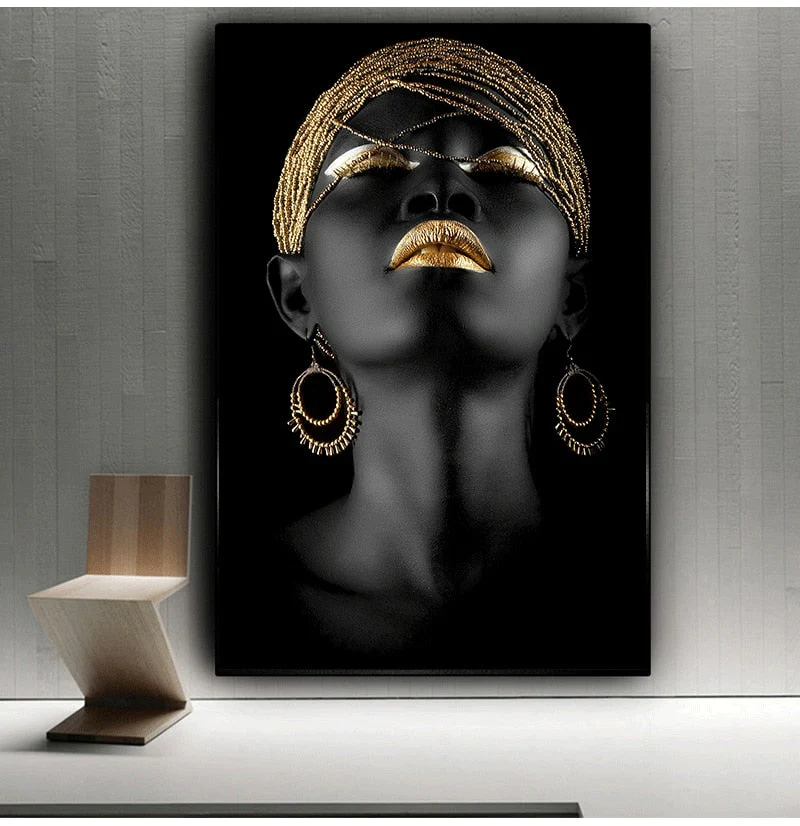 HULIANFU Wall Art Picture for living room Contemplator Black African Woman Oil Painting on Canvas Posters and Prints Scandinavian - Deanwangkt