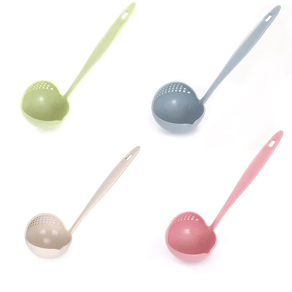 HULIANFU New Soup Spoon Long Handle Kitchen Strainer Solid Color Cooking Colander Kitchen Scoop Plastic Tableware Colander Hot - Deanwangkt
