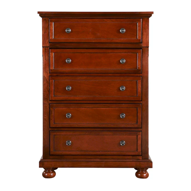 Meade Cherry 5-Drawer Chest of Drawers (36 in. L X 18 in. W X 53 in. H)