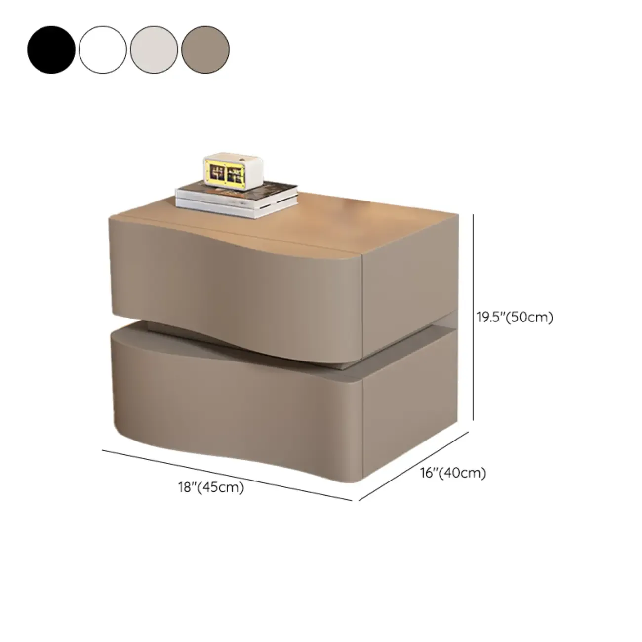 Stylish Solid Wood White Nightstand With 2 Drawer