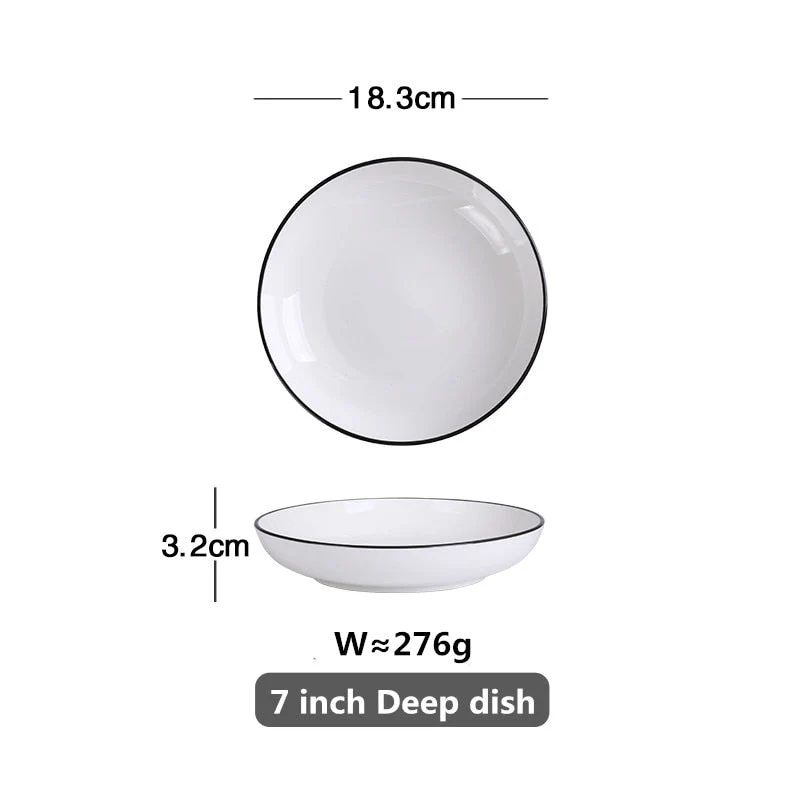 HULIANFU White Dinner Plate Set Ceramic Kitchen Plate Tableware Set Food Dishes Rice Salad Noodles Bowl Soup Kitchen Cook Tool 1pc - Deanwangkt