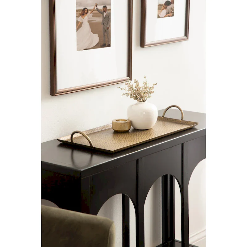 Kate and Laurel Sanzo Hammered Rectangle Metal Tray