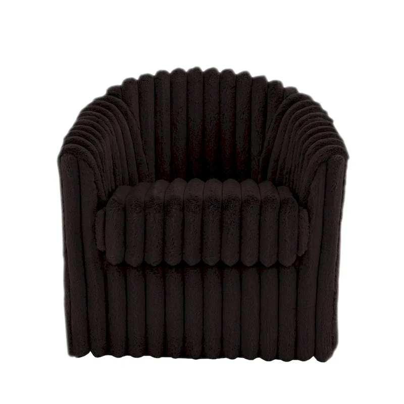 30.7W Faux Fur Upholstered Accent Chair Swivel Barrel Chair