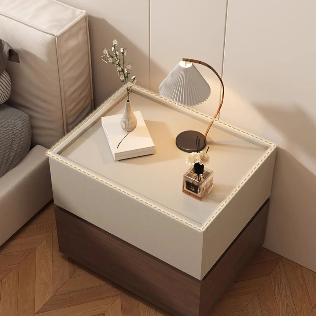 Modern Wood Two-Tone Drawers Nightstand