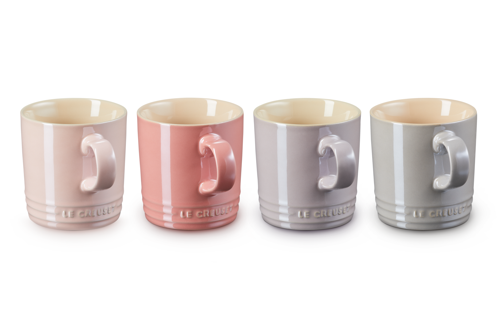 Stoneware Metallics Set of 4 Mugs Pastel