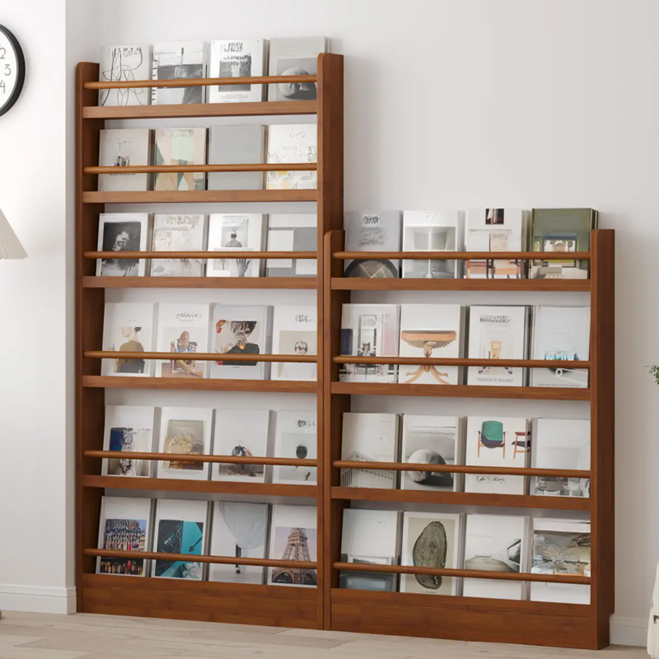 Rustic Brown Oak Bookcase Open Rectangular BookShelves
