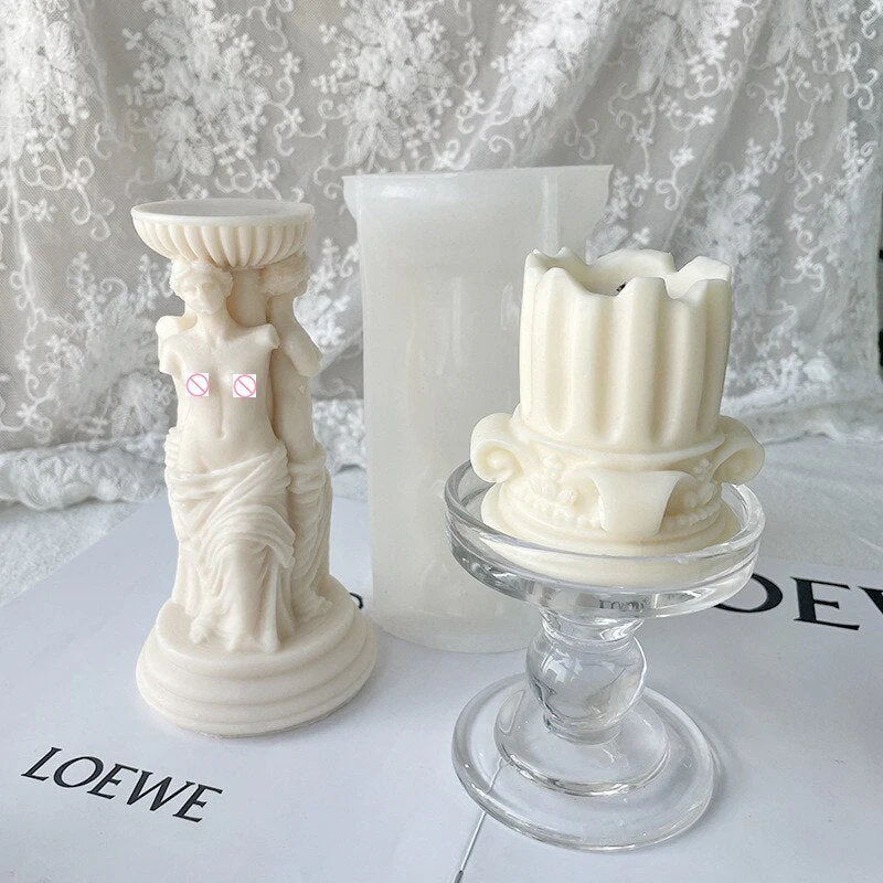 HULIANFU Vintage Roman Column Candle Mold DIY Portrait Scented Silicone Mold Venus Goddess Human Body Plaster Mold Candle Mold Making - Deanwangkt
