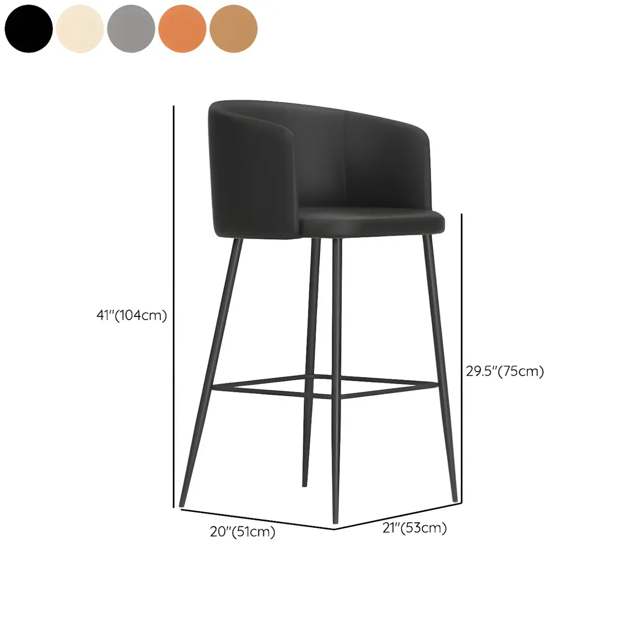 Bucket Faux Leather Wingback Counter Height Bar Stools